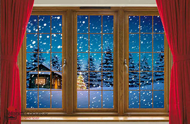 42 – Weihnacht_Fenster_Vorhang_Rot__microfaser Microfaser Foto-Hintergrund für unsere Fotobox-Systeme